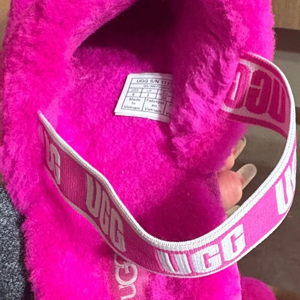 UGG Vibrant Pink Fuzzy Slippers